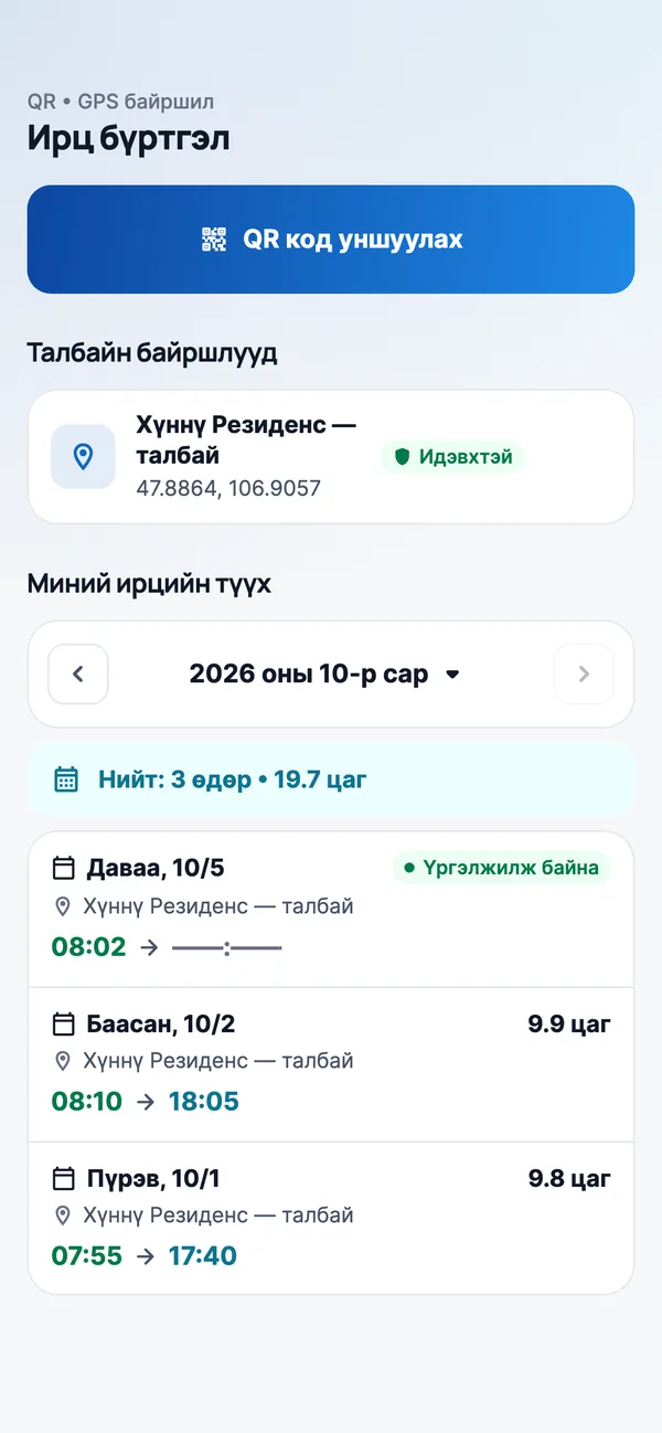 Ирц талбайн QR-аар, GPS бүсэд.